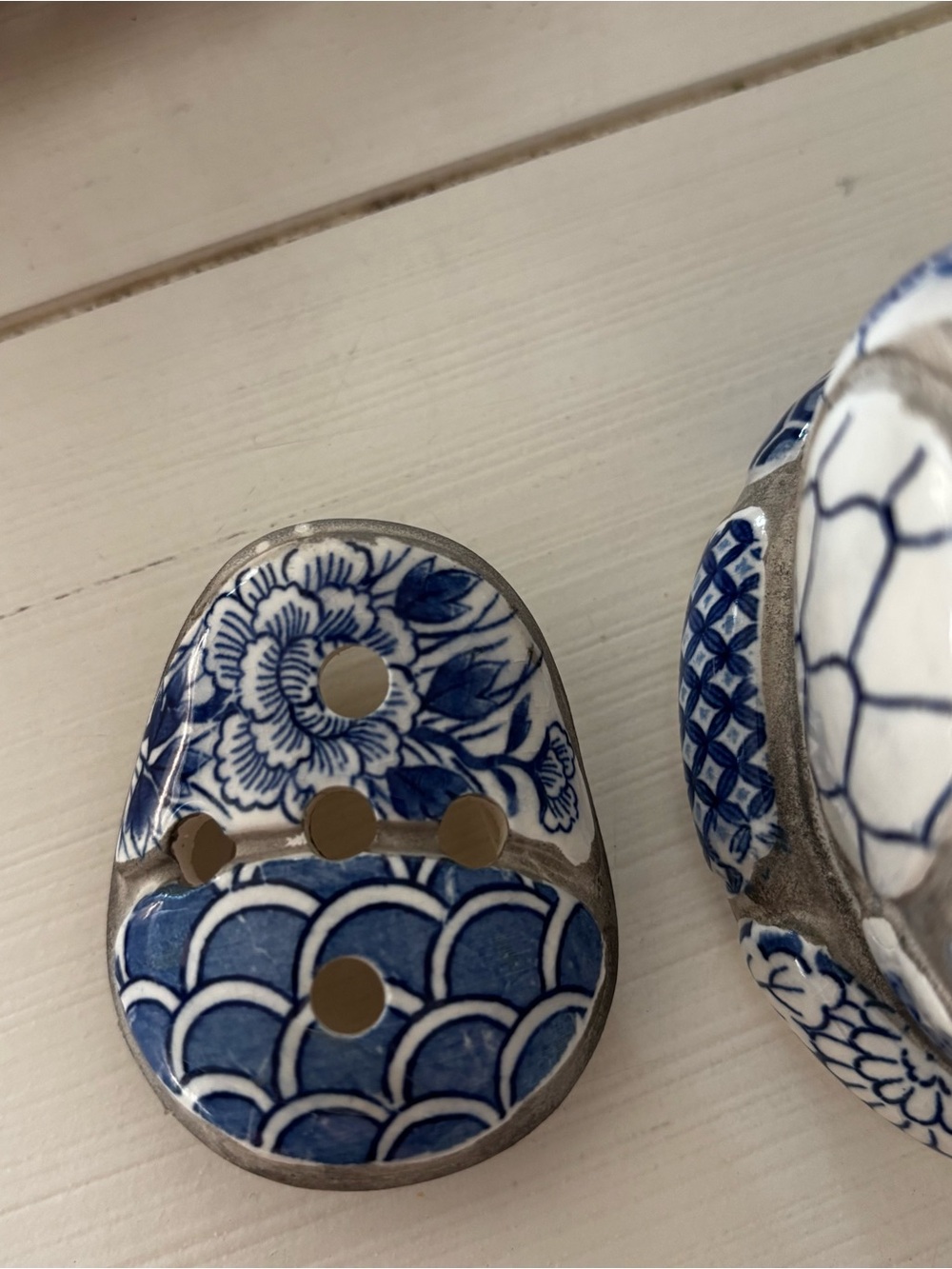Vintage Nancy Lopez 1981 Delft Blue White Cat Flower Frog Vase Japan - Picture 6 of 10